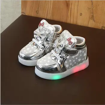 

Cute Kids Light Shoes Fashion Children Glowing Sneakers For Soft Girl Princess Tenis Led Casual Shoes Infantil Boots Size 21-30