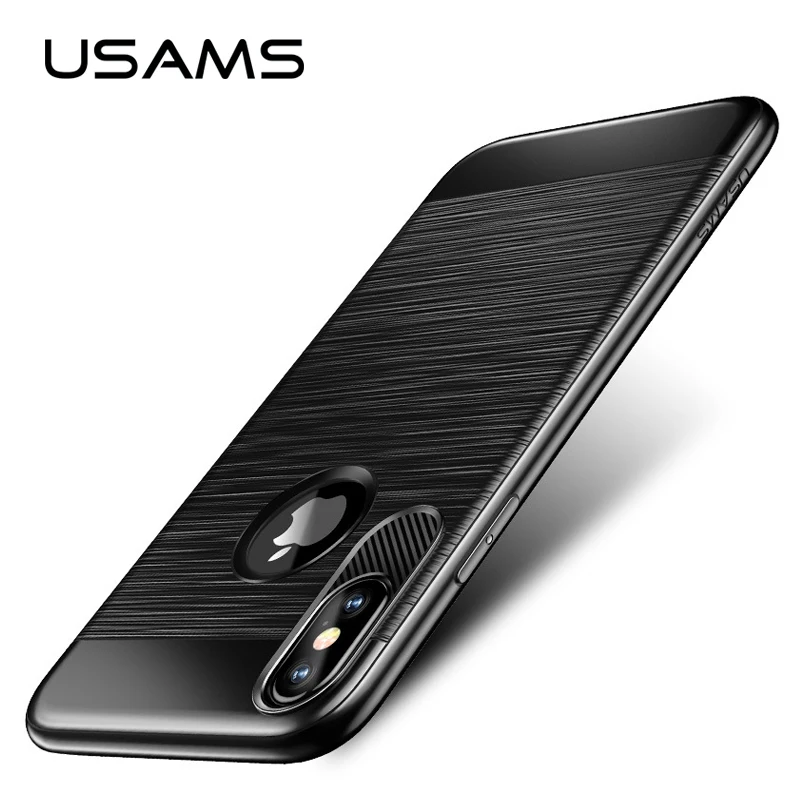 

Case for iPhone X case USAMS luxury case protector cover luster texture for iPhoneX Carbon Fiber Soft TPU Anti-Skid Cover cases