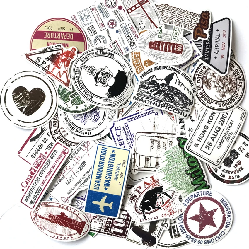 

60pcs Mixed Stamp Stickers for Car Styling Bike Motorcycle Phone Laptop Travel Luggage Skateboard Stickers Bomb Vinyl