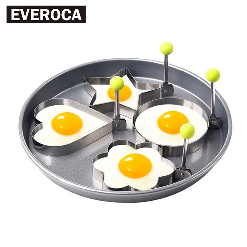 

4Pcs/set Stainless Steel Omelette Egg Frying Mold Love Flower Round Star Molds