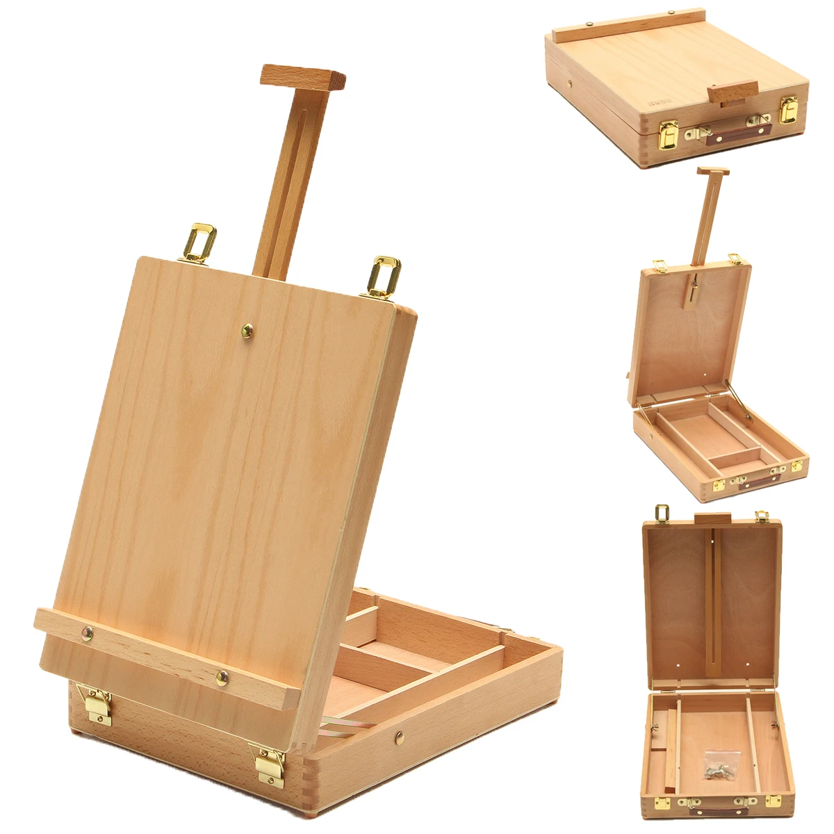 Многоцелевой мольберт со встроенной деревянной коробкой арт Рисование краска ing Настольный ящик масляные краски чемодан Настольный ящик