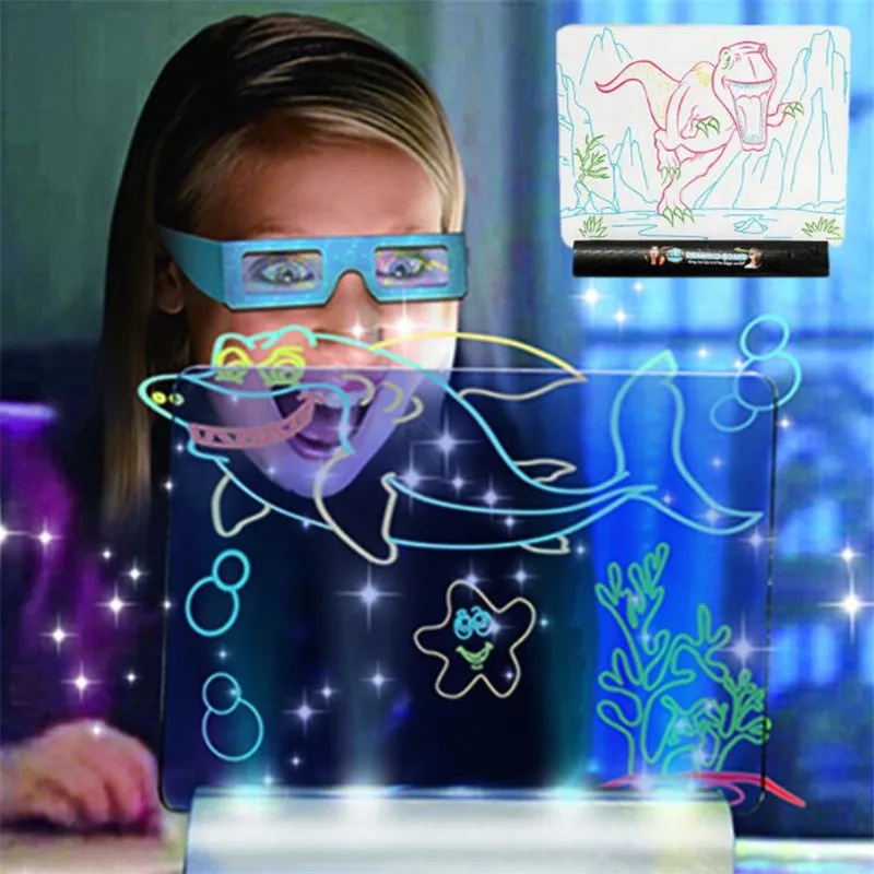 3D светильник доска для рисования динозавра игрушки LCD раннее образование