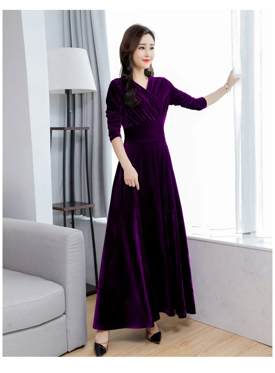 Зимнее Ретро Темно-синее вельветовое платье для вечеринки женское корейское осеннее сексуальное с длинным рукавом v-образным вырезом большие свинг-платья женское платье