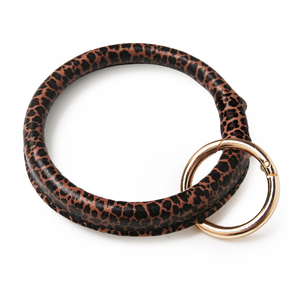 

Wholesale Sunflower Round Key Bracelet Leopard Stripe Keychain Clip Leopard Cactus Bag Charm Gift DOM1031254