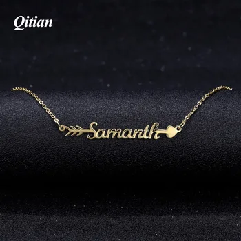 

Personalise Custom Arrow Name Necklace Stainless Steel Gold Nameplate Necklace Handmade for Love's Choker Bridesmaid gift