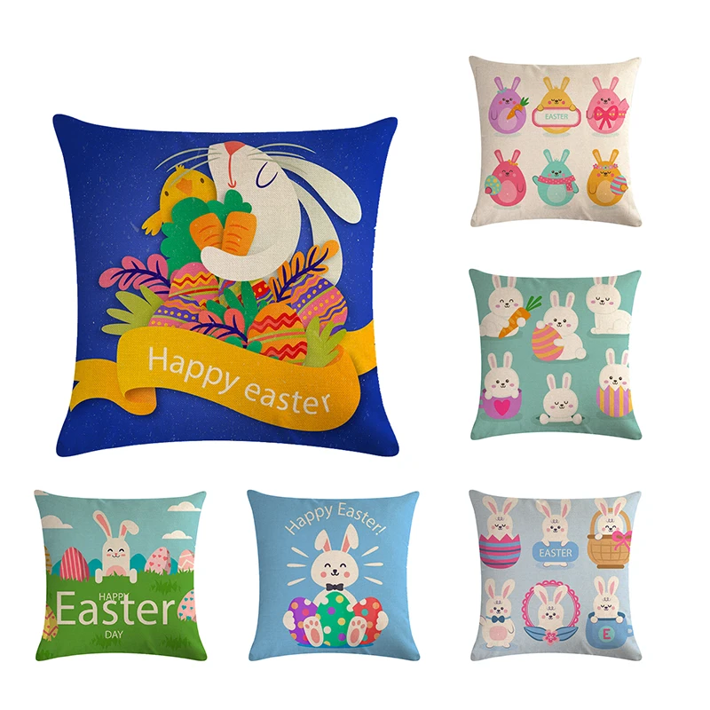 45cmX45cm Happy Easter Pillow Cases Linen Home Decor Pillow Case Lovely