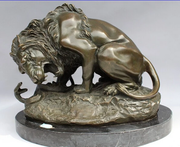 3654 10 &quotWestern Art Bronze Figurine Foo Hund Lion Schlange Marmor basis Statue Skulptur |