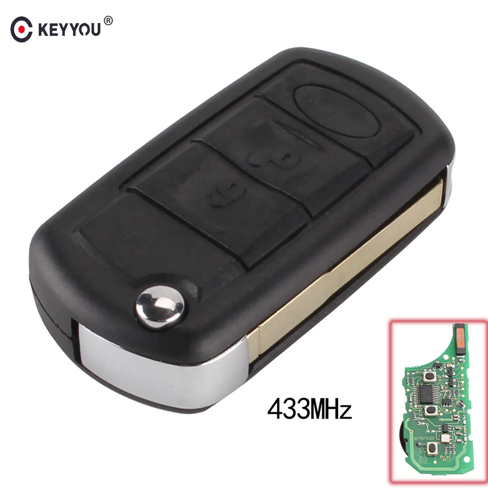 

KEYYOU 3 button Uncut Blade folding Flip 433MHZ remote control Auto Car Key For Land Rover Finder Sport/LR3