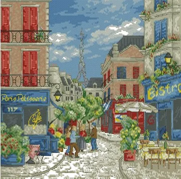 cs-2782 Cross Stitch Kit Parisian Escape Pairs Cafe Bistro France