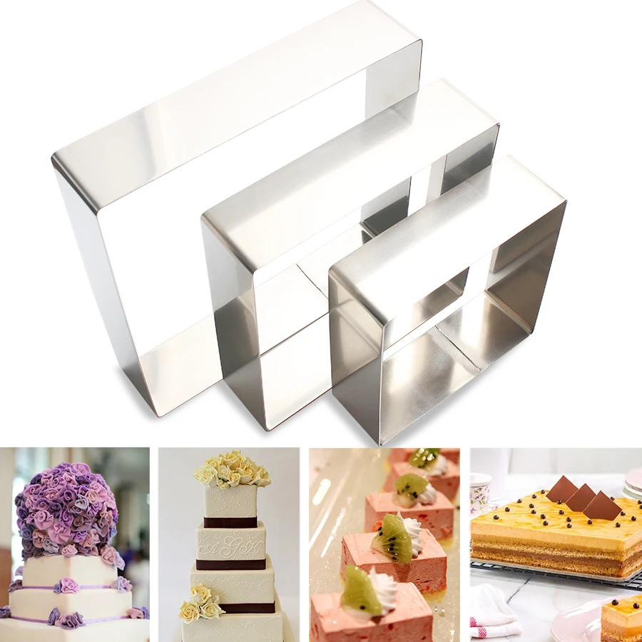 

10INCH/12INCH/14INCH Ring Square Shape Cake Molds Fondant Cake Mousse Mold Ring Baking Bakeware Cake Tools Kitchen Accessories