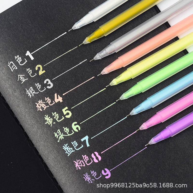 

White Ink multicolour Gel Pen Unisex roller ball Pen Gift For children Stationery Office Learning student School Supplies