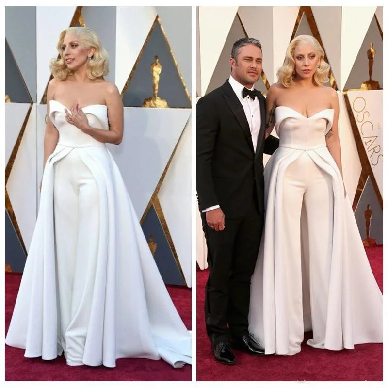 Женское атласное вечернее платье 88th Oscar Gaga белое для выпускного вечера с принтом
