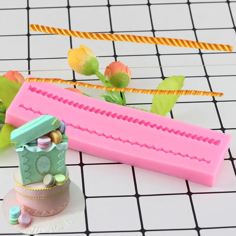 

Hemp Rope lace Fondant Cake Decorating Tools Wedding Cake Border Silicone Mold Sugar Paste Candy Molds