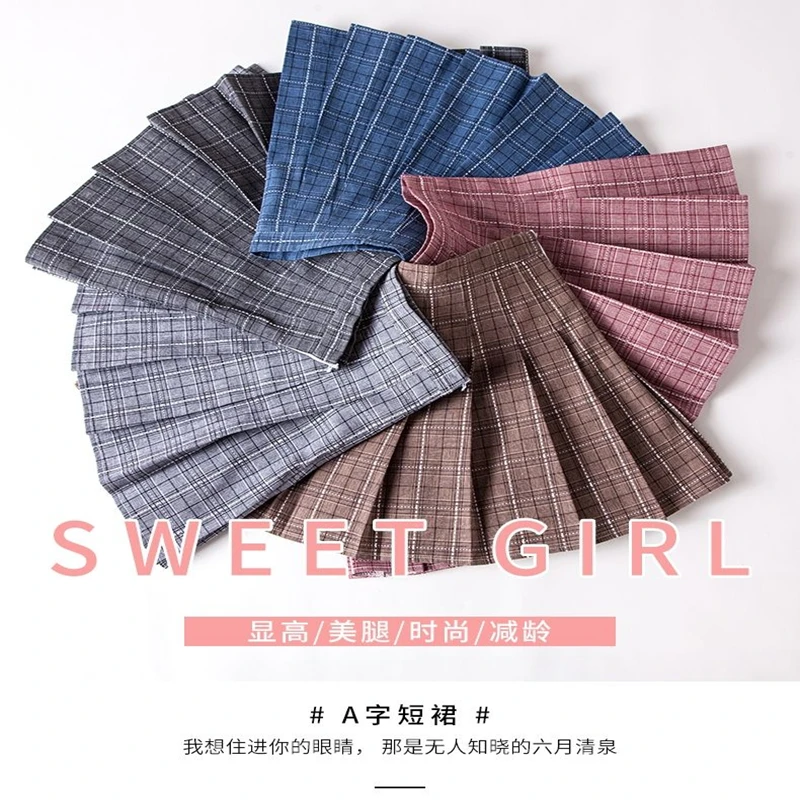 Клетчатая юбка в складку ulzzang высокой талией Тонкий harajuku Лето 2019 новый летний