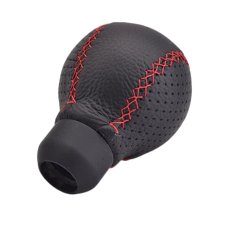 1 Pcs Styling Red Wire Gear Shift Knob Black Leather Car Gear Shifter