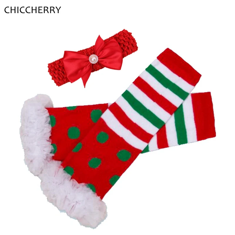 Toddler Lace Ruffle Red Christmas Baby Leg Warmers with Headband