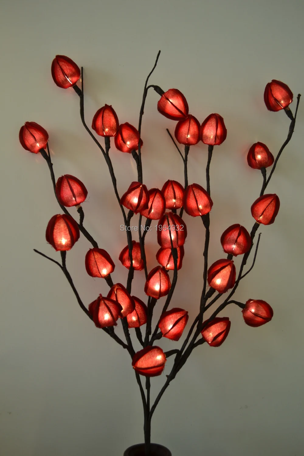 32 quot height with 30 led battery chinese lantern branch red chinese lantern flower lights