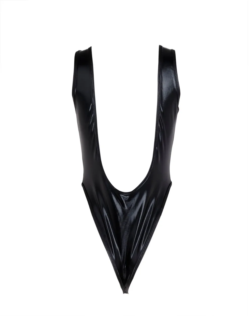 iEFiEL Womens Femme Sleeveless High Cut Sexy Bodycon Patent Leather Thong Gymnastics Leotard Night Clubwear Bodysuit Costumes pink bodysuit