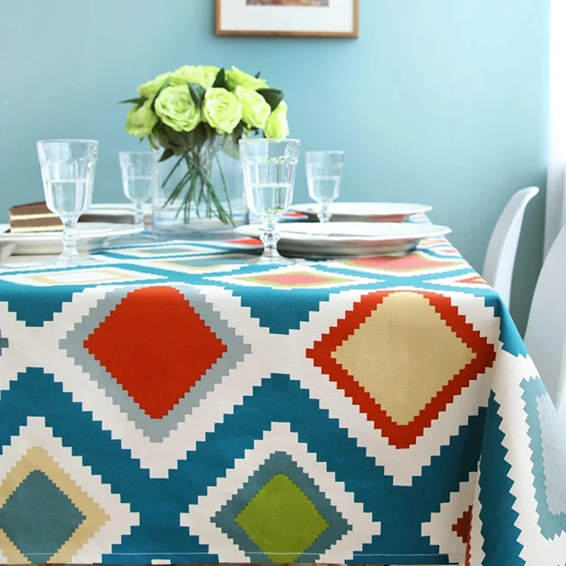 أوروبا نمط هندسي Coloful مفرش مائدة مطبوع القطن الشاي مفرش طاولة ديكور منزلي مفرش طاولة الغبار القماش أوروبا نمط هندسي Coloful مفرش مائدة مطبوع القطن الشاي مفرش طاولة ديكور منزلي مفرش طاولة الغبار القماش