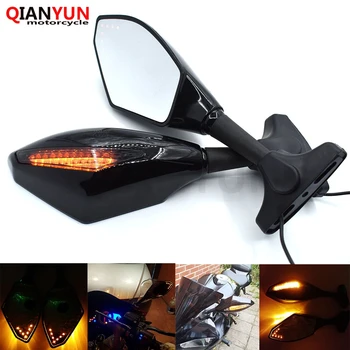 

Universal Motorcycle Rear View Side Wing Mirrors w/ LED Turn Signal Light For Honda CB600 CBR600 Hornet 250 VFR 400 NC700