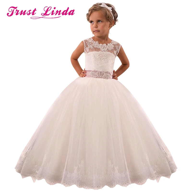 Prinses Kant Bloem Meisje Jurken 2018 Tulle Meisjes Pageant Jurken Eerste Communie Jurken Kids Avondjurken Voor Bridal Party Prinses Kant Bloem Meisje Jurken 2018 Tulle Meisjes Pageant Jurken Eerste Communie Jurken Kids Avondjurken Voor Bridal Party