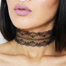 Elegant Fashion Women Ladies Sexy Black Lace Flower Collar Choker Necklace Vintage Gothic Handmade Jewelry For 80s 90s