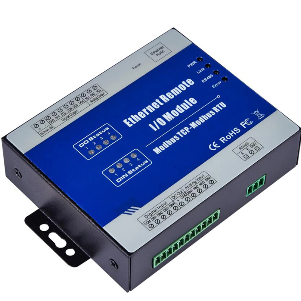 Modbus TCP сервер RJ45 к RS485 конвертер удаленный IO модуль 2DI + 2DO 2AI поддерживает 5 ссылки