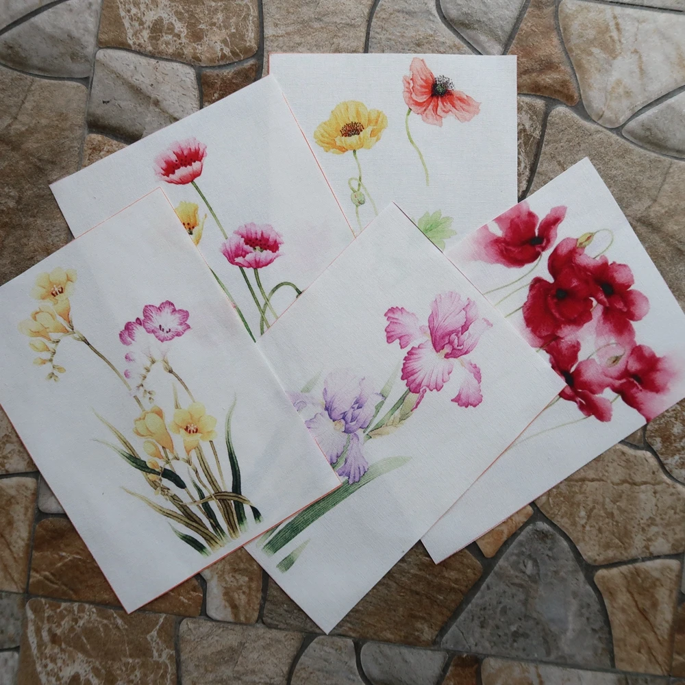 

Flowers digital printed cloth 15*20cm handmade diy patchwork for making purse Poppy Watercolor design cotton wall decora