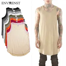 Новая летняя мужская Нижняя Майка Повседневный длинный жилет свободный однотонный хлопок хип хоп базовые Топы Мужская одежда