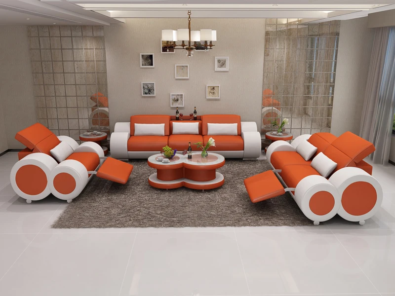 

Latest Modern Leisure leather living room sofa set designs