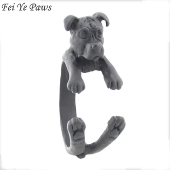 

Fei Ye Paws Floopy Ears Pit Bull Wrap Dog Ring Men Boho Anel Pitbull Staffordshire Bull Animal Metal Rings For Women