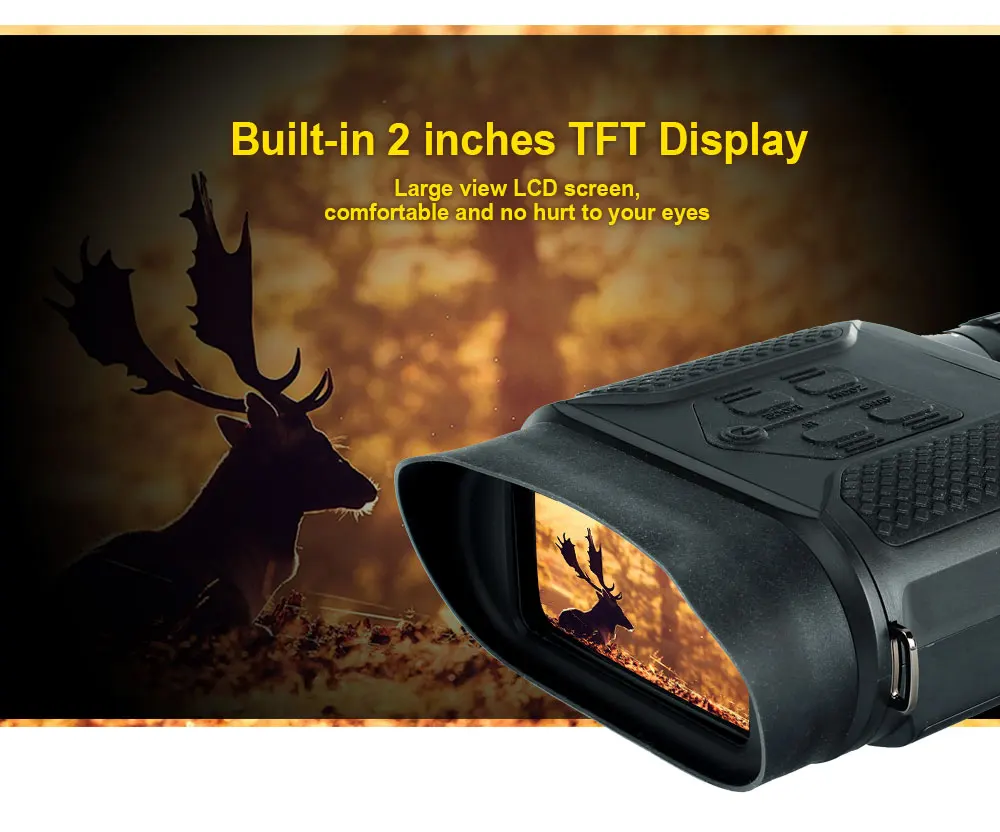 Профессиональный 7X31 цифровой Ночное видение бинокль для охоты Ночное видение Встроенный ИК-осветитель для фото и видео со светодиодами Регистраторы 2-дюймовый TFT Дисплей