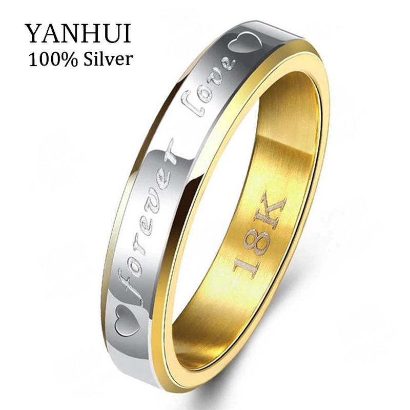 BIG 90% OFF! Classic Forever Love Solid Gold Ring Engagement Wedding Rings For Women Couples Stainless Steel Lovers Rings JZR096