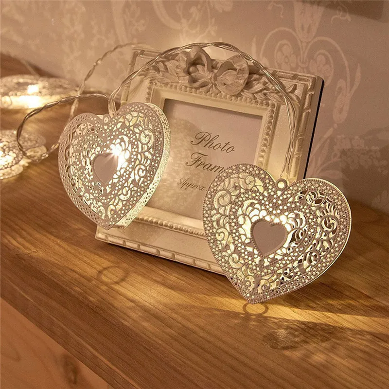 1.6M Hollow Love Heart LED String Light AA Battery Powered for Valentine's Day Xmas Wedding Party Fairy Lights Bedroom Decor | Дом и сад