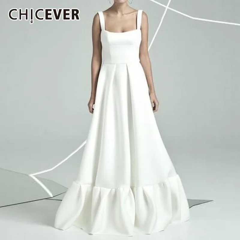 Женское платье на тонких бретельках CHICEVER однотонное вечернее с квадратным