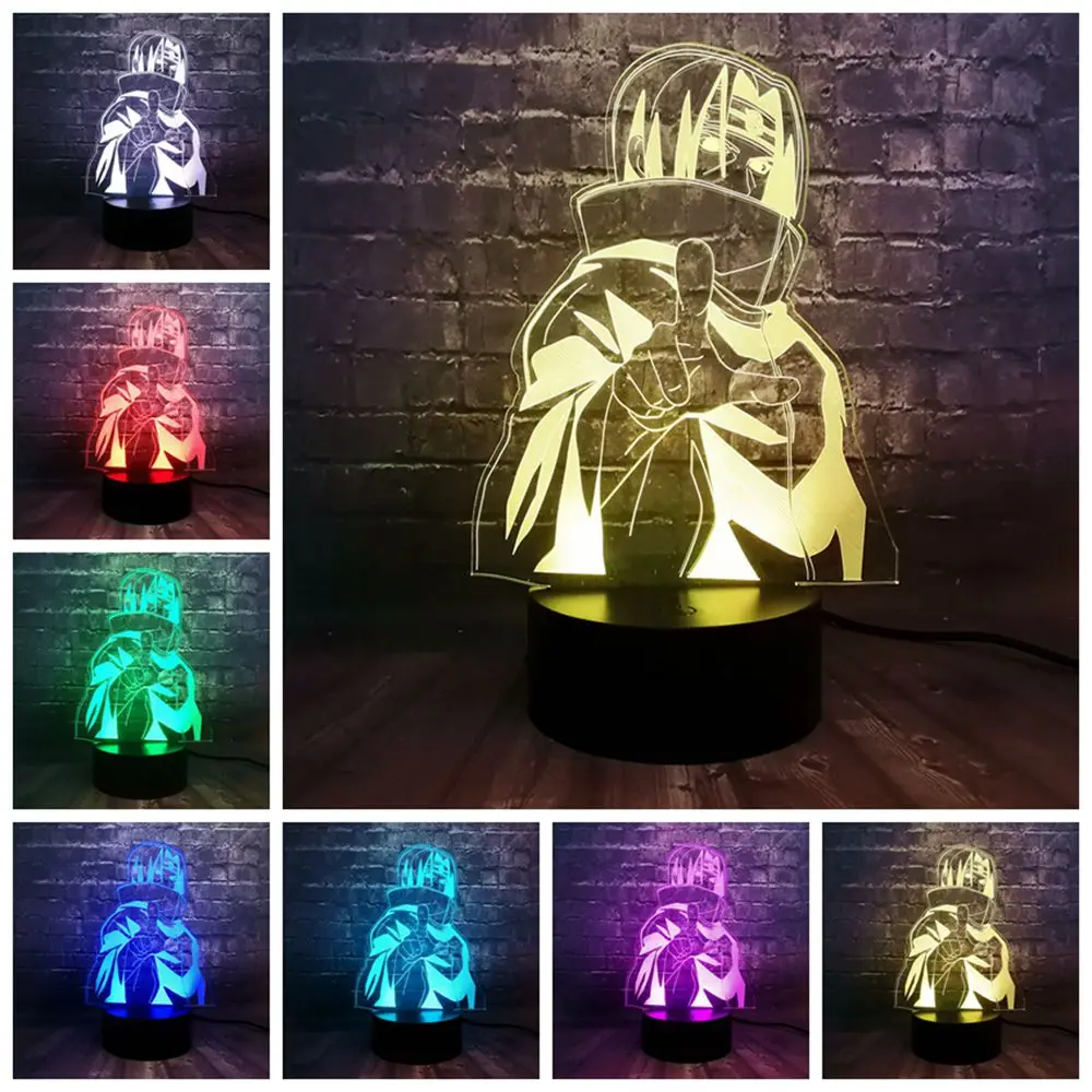 Прямая поставка 3D японский аниме мультфильм Узумаки Наруто серия Луффи светодиодный 7 цветов Изменение мини USB Лава ночной Светильник настроение игрушка в подарок - Испускаемый цвет: sasuke