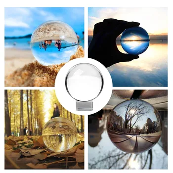 

Gosear 80mm Clear Magic Crystal Sphere Lens Healing Ball Sphere w/ Stand for Coffee Shop Good Luck Decoration Photography Props