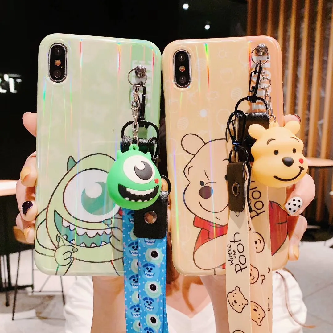 Чехол для huawei P30/p20 pro/nove3e minnie, для huawei p10/honor 9/mate10pro, чехол из ТПУ с рисунком+ длинный ремешок, 3D игрушка