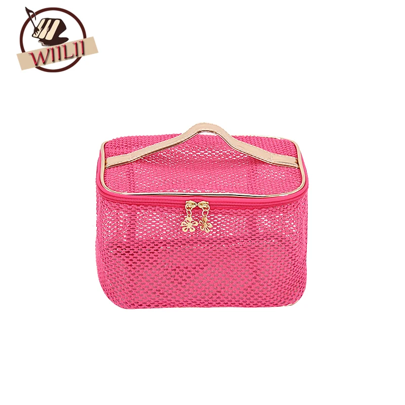 

Waterproof PVC Transparent Mesh Cosmetic Bag Women Professional Toiletry Kit Wash Necessaire Travel Organizer Make Up Bags