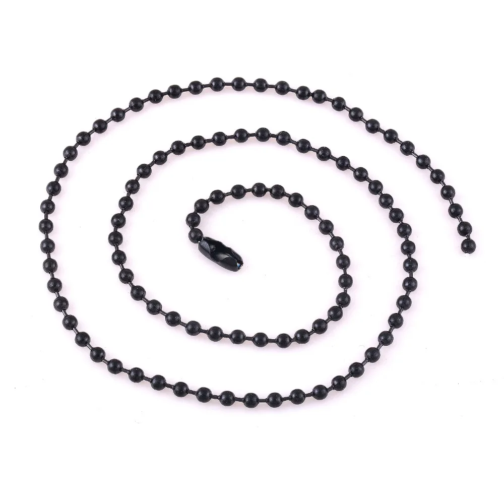 Black Stainless Steel Ball Chain For Charm Pendant 1.5mm-5mm Waterproof Match Rolo Necklace