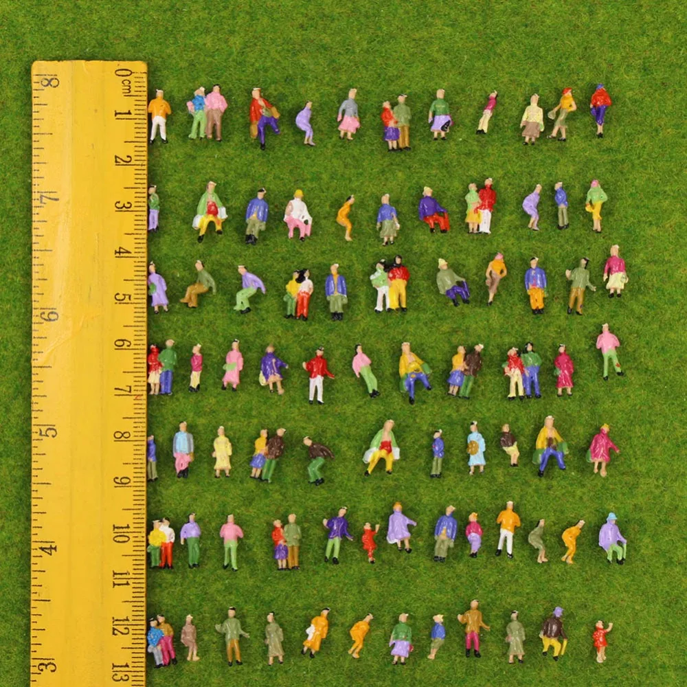 100pcs N Scale 1:160 Painted Figures People Passenger Evemodel P150W 6