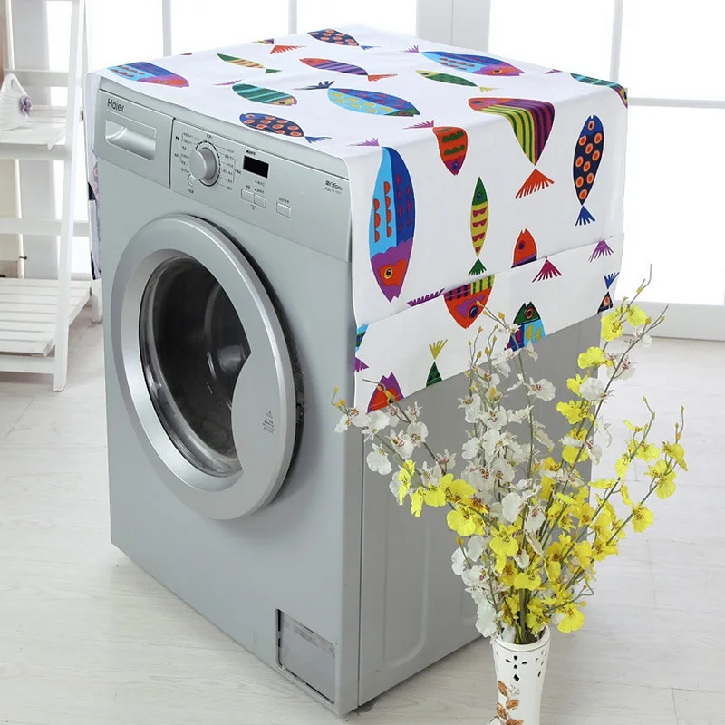 

Cartoon Patchwork Drum Washing Machine Cover Waterproof Sunscreen Dustproof Washing Machine Protective Case Pocket Top Front Lid