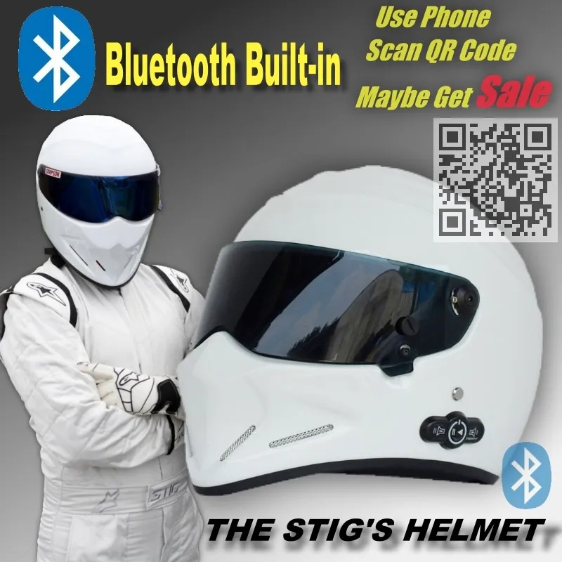 TopGear stig-белый шлем с Bluetooth встроенный/шлем Capacete Casco De с черный с козырьком С телефонным звонком Интерком мотор