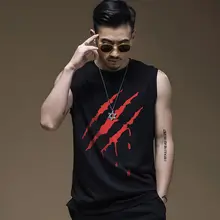 Dafanqi Безрукавка Мужская хлопковая с круглым вырезом одежда для спортзала фитнеса без рукавов Повседневная майка для рассыпчатых средств царапины Печать жилет для мужчин