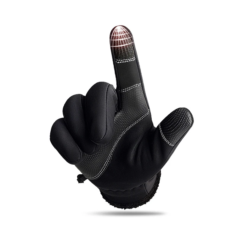 Anti slip Touch Screen Full Finger Zipper Sport Cycling Glove Winter