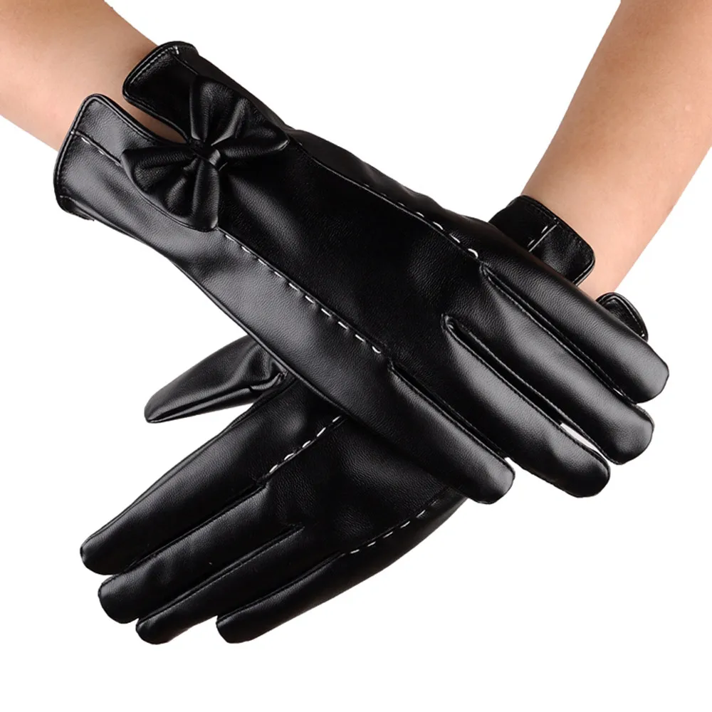 1 пара, женские водонепроницаемые перчатки из искусственной кожи для вождения, теплые перчатки с сенсорным экраном o10 oc4