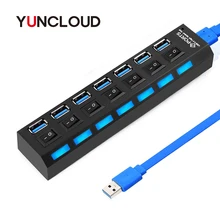 YUNCLOUD USB 3,0 сплиттер 4/7 портов вкл/выкл высокоскоростной портативный usb-хаб адаптер питания для ПК ноутбук Macbook Аксессуары для ноутбуков