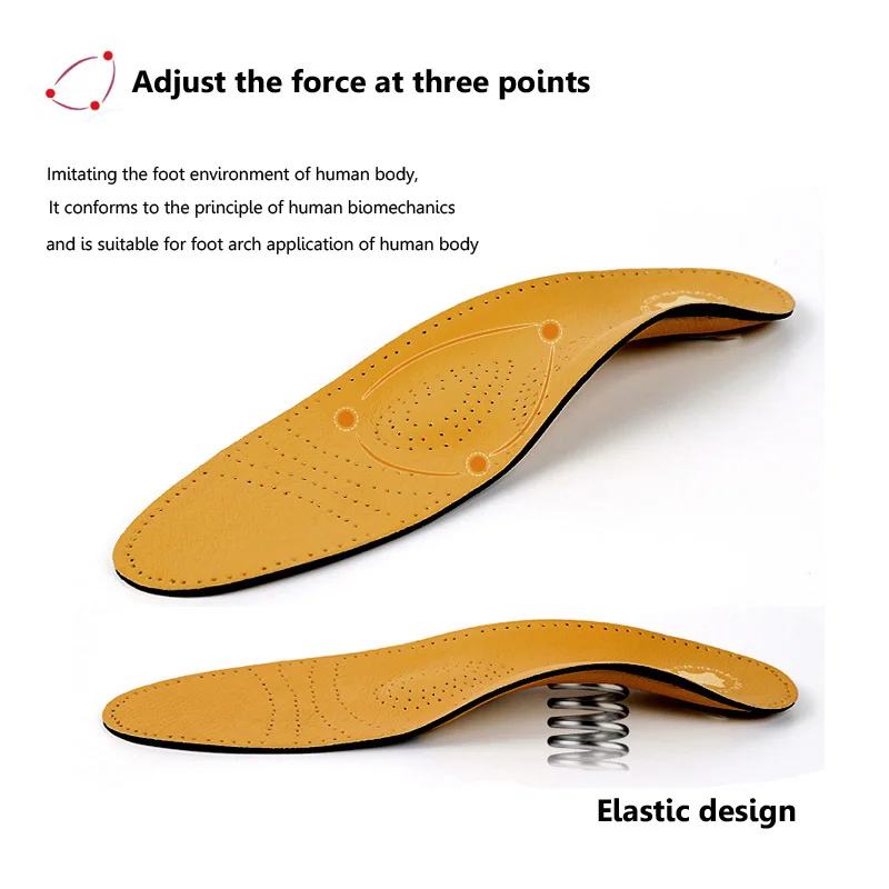 Soumit Leather Orthotic Insole Arch Support Orthopedic Insoles for Flat Foot Correct Insert Men Women Insoles Cowskin Shoes Pads