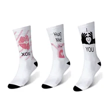 Мужские носки арт Харадзюку милые хлопковые носки женские длинные Новые забавные Розовые Носки с рисунком плюс размер Kawaii 6JQ-ZWL06