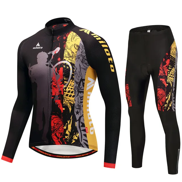 Miloto Women/'s Road Bike Clothing Long Sleeve Cycling Jersey Bib Tight Pants Set
